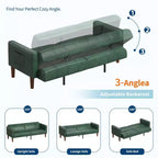 Acekool Canapé-Lit Futon 75 Pouces, Canapé Convertible en Simili Cuir, Causeuse Moderne de Style Mid-Century pour Petits Espaces, Salon, Chambre à Coucher, Vert
