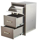 Tiroirs de cuisine extérieure 17 W x 30 H x 21 P, tiroirs triples encastrables pour barbecue avec poignée en acier inoxydable, combo porte-serviettes en papier pour îlot de barbecue