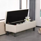 Banc de rangement rectangulaire capitonné en lin Furniliving avec capitonnage, grande capacité, pour chambre/entrée/couloir