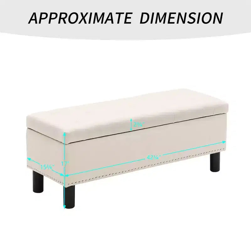 Banc de rangement rectangulaire capitonné en lin Furniliving avec capitonnage, grande capacité, pour chambre/entrée/couloir