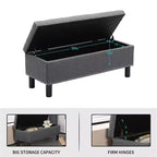 Banc de rangement rectangulaire capitonné en lin Furniliving avec capitonnage, grande capacité, pour chambre/entrée/couloir