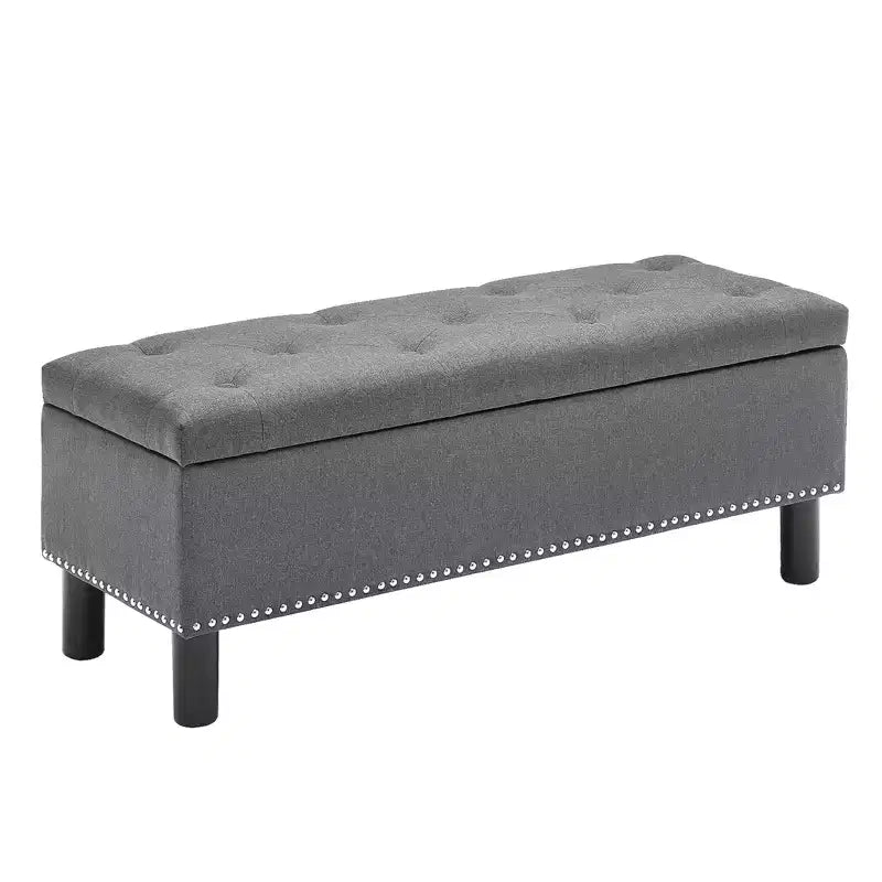 Banc de rangement rectangulaire capitonné en lin Furniliving avec capitonnage, grande capacité, pour chambre/entrée/couloir