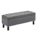 Banc de rangement rectangulaire capitonné en lin Furniliving avec capitonnage, grande capacité, pour chambre/entrée/couloir