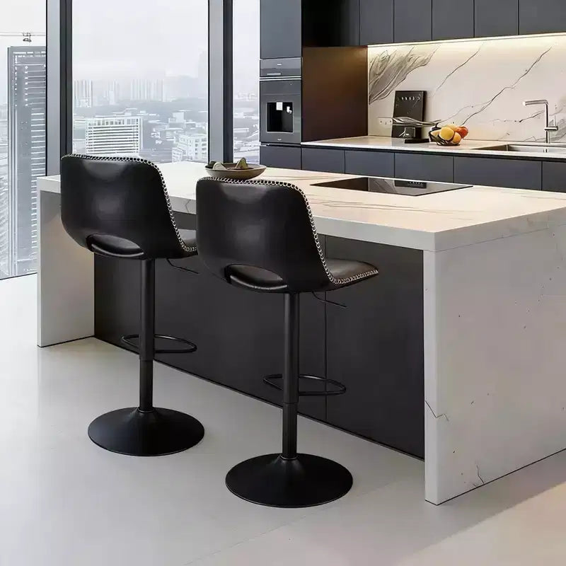 Lot de 2 tabourets de bar pivotants modernes et réglables avec dossier, chaises de comptoir en similicuir pour îlot de cuisine, salle à manger ou salon