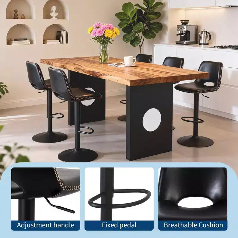 Lot de 2 tabourets de bar pivotants modernes et réglables avec dossier, chaises de comptoir en similicuir pour îlot de cuisine, salle à manger ou salon