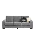 Canapé moderne en velours côtelé TUYOHW de 213 cm, canapé 3 places avec 2 porte-gobelets pour salon, chambre, bureau, appartement, gris