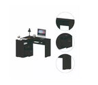 TUYOHW Bureau d'angle en L, Bureau informatique avec deux tiroirs et rangement pour UC, Étagère pour clavier, Étagère de rangement ouverte, Bureau d'écriture pour bureau, chambre à coucher