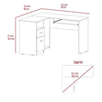 TUYOHW Bureau d'angle en L, Bureau informatique avec deux tiroirs et rangement pour UC, Étagère pour clavier, Étagère de rangement ouverte, Bureau d'écriture pour bureau, chambre à coucher