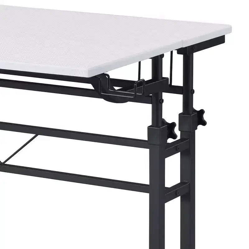 TUYOHW Bureau roulant, bureau d'étude avec plateau réglable en hauteur, étagère mobile, roulettes verrouillables, porte-gobelet, support de casque, bureau pour le bureau