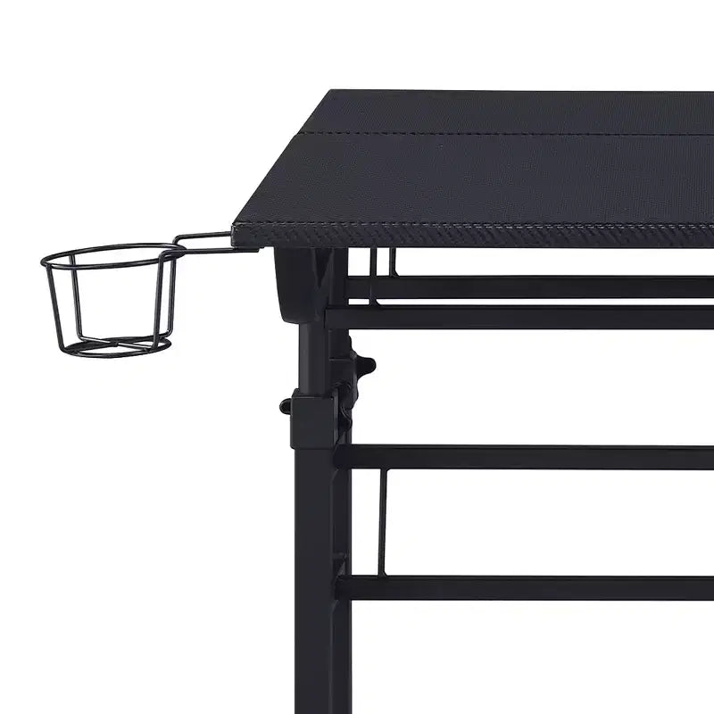 TUYOHW Bureau roulant, bureau d'étude avec plateau réglable en hauteur, étagère mobile, roulettes verrouillables, porte-gobelet, support de casque, bureau pour le bureau