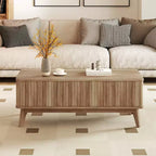 Table basse à plateau relevable cannelé Costway 43,5 pouces avec compartiments cachés pour la maison
