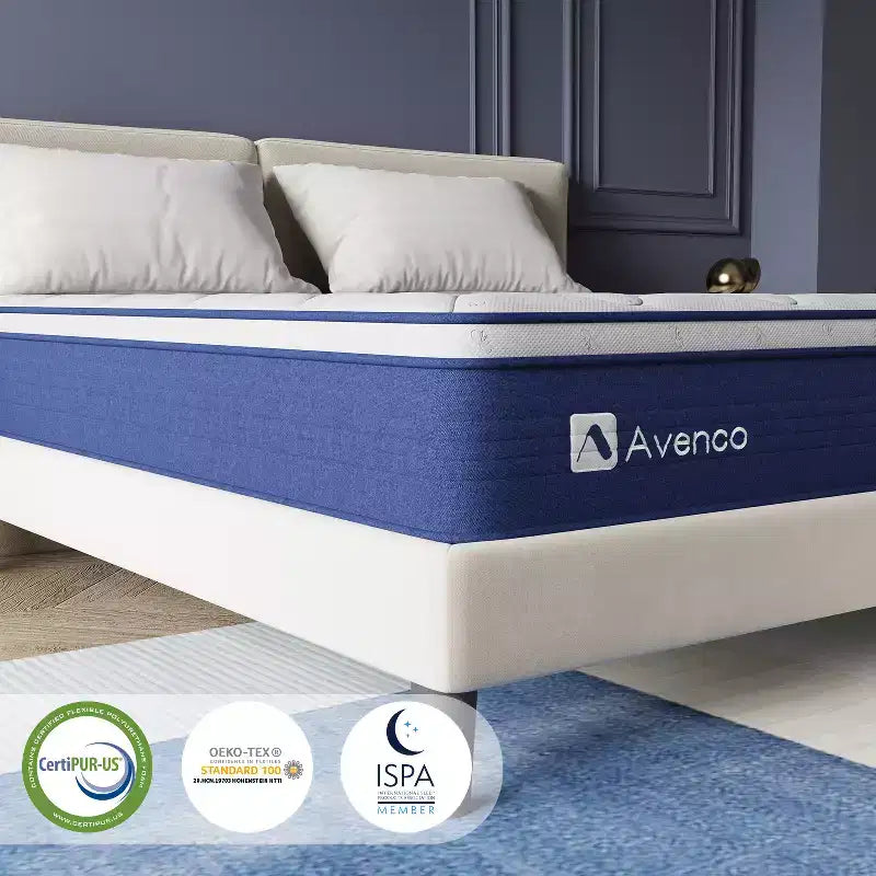 Matelas hybride à ressorts/mousse à mémoire de forme mi-ferme Avenco 30,5 cm livré en boîte