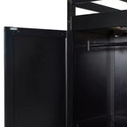 Lit mezzanine gaming pleine grandeur avec bureau et lumières RVB, cadre de lit mezzanine en bois avec armoire de rangement, étagères et rideaux occultants