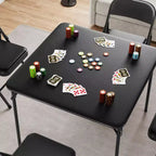 Table de cartes pliante de 34 pouces avec pieds escamotables et plateau rembourré en PU, table de jeu carrée portable pour la maison, les fêtes, les pique-niques (table uniquement)