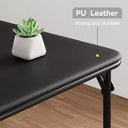 Table de cartes pliante de 34 pouces avec pieds escamotables et plateau rembourré en PU, table de jeu carrée portable pour la maison, les fêtes, les pique-niques (table uniquement)