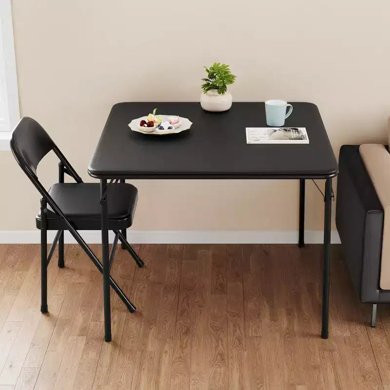 Table de cartes pliante de 34 pouces avec pieds escamotables et plateau rembourré en PU, table de jeu carrée portable pour la maison, les fêtes, les pique-niques (table uniquement)