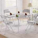 Table de cartes pliante de 34 pouces avec pieds escamotables et plateau rembourré en PU, table de jeu carrée portable pour la maison, les fêtes, les pique-niques (table uniquement)