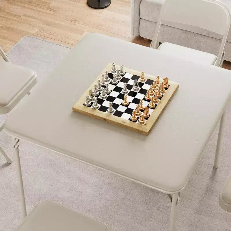Table de cartes pliante de 34 pouces avec pieds escamotables et plateau rembourré en PU, table de jeu carrée portable pour la maison, les fêtes, les pique-niques (table uniquement)