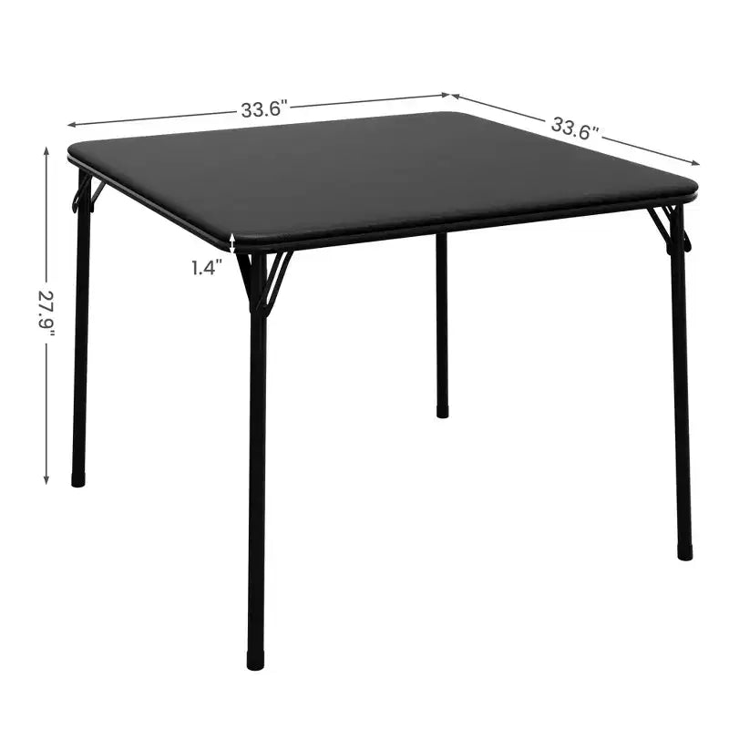 Table de cartes pliante de 34 pouces avec pieds escamotables et plateau rembourré en PU, table de jeu carrée portable pour la maison, les fêtes, les pique-niques (table uniquement)
