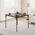 Table de cartes pliante de 34 pouces avec pieds escamotables et plateau rembourré en PU, table de jeu carrée portable pour la maison, les fêtes, les pique-niques (table uniquement)