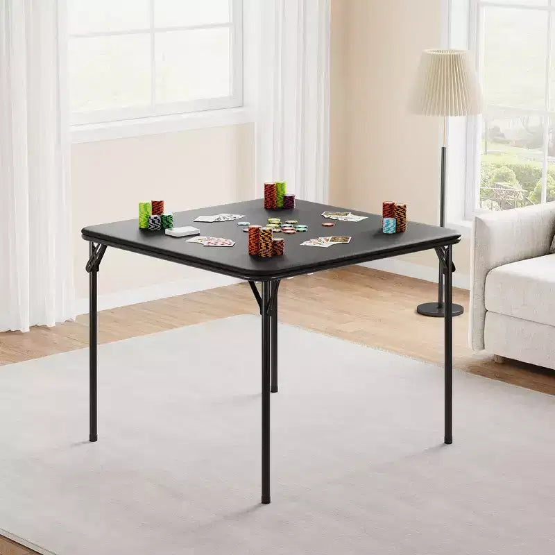 Table de cartes pliante de 34 pouces avec pieds escamotables et plateau rembourré en PU, table de jeu carrée portable pour la maison, les fêtes, les pique-niques (table uniquement)