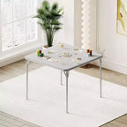Table de cartes pliante de 34 pouces avec pieds escamotables et plateau rembourré en PU, table de jeu carrée portable pour la maison, les fêtes, les pique-niques (table uniquement)