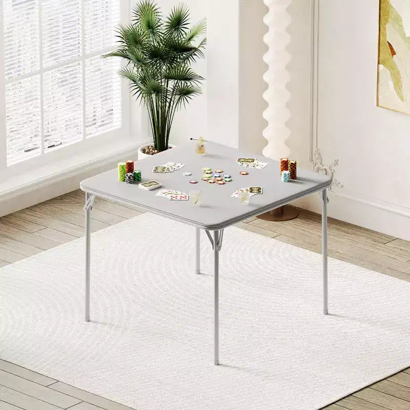 Table de cartes pliante de 34 pouces avec pieds escamotables et plateau rembourré en PU, table de jeu carrée portable pour la maison, les fêtes, les pique-niques (table uniquement)