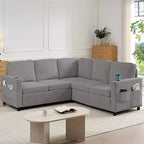 Canapé combiné modulable convertible Mjkone avec lit gigogne, canapé-lit sectionnel en forme de L à 5 places avec rangement