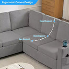 Canapé combiné modulable convertible Mjkone avec lit gigogne, canapé-lit sectionnel en forme de L à 5 places avec rangement