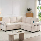 Canapé combiné modulable convertible Mjkone avec lit gigogne, canapé-lit sectionnel en forme de L à 5 places avec rangement