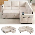 Mjkone Convertible Modular bunk combination sofa with pull out bed,L-shaped 5-seat Sectional Sleeper Sofa Bed with Storage seat