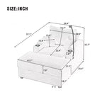 MAYEERTY 41,7 Canapé individuel moderne avec pouf de rangement, deux ports et support pour salon, beige