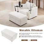 MAYEERTY 41,7 Canapé individuel moderne avec pouf de rangement, deux ports et support pour salon, beige