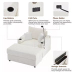 MAYEERTY 41,7 Canapé individuel moderne avec pouf de rangement, deux ports et support pour salon, beige