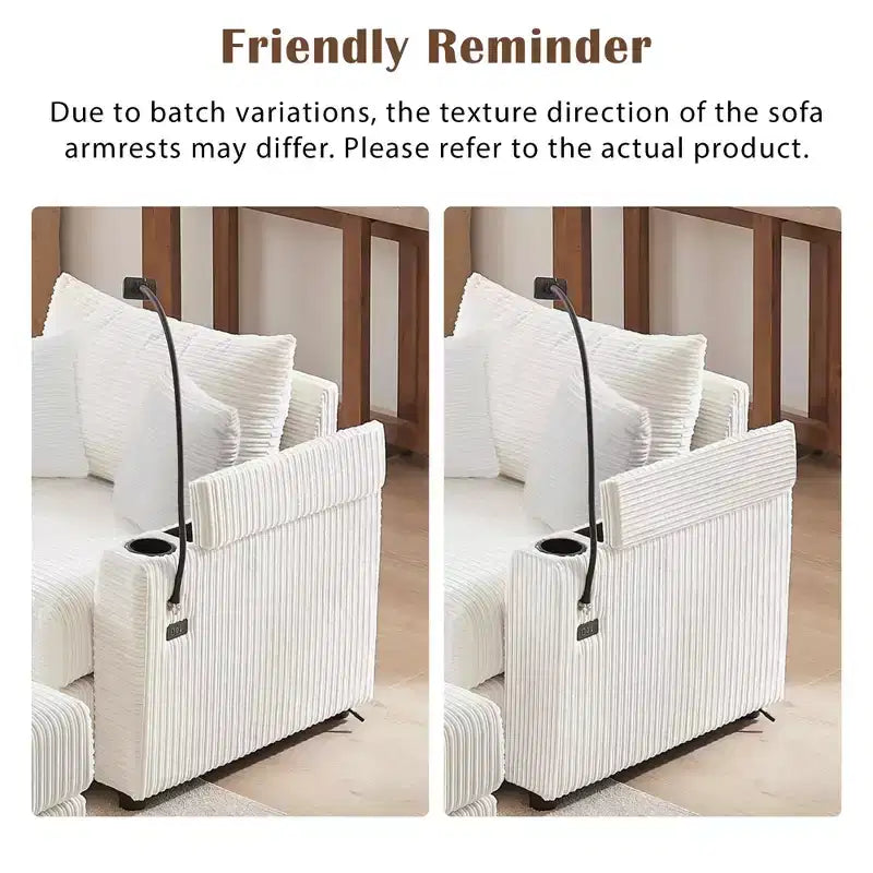 MAYEERTY 41,7 Canapé individuel moderne avec pouf de rangement, deux ports et support pour salon, beige
