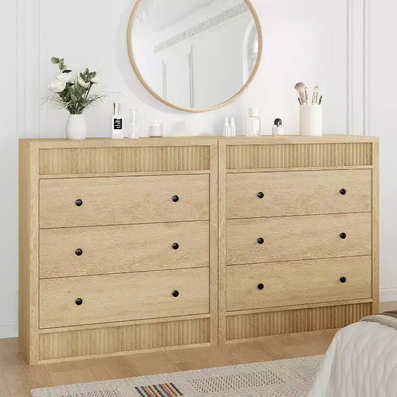Commode de chambre à 3/5 tiroirs, commode cannelée de 80 cm de large, table de chevet moderne en bois pour couloir, salon