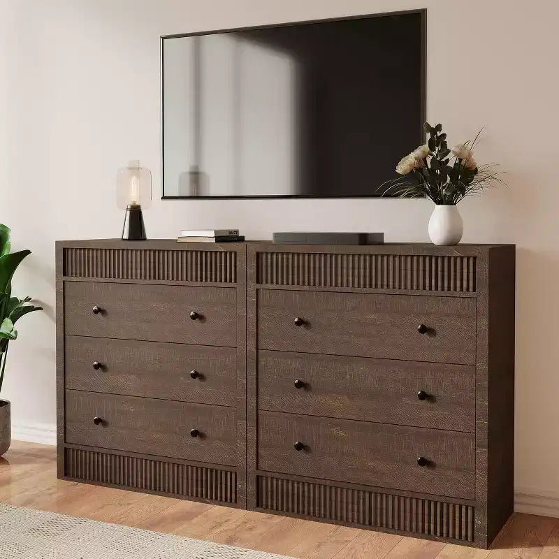 Commode de chambre à 3/5 tiroirs, commode cannelée de 80 cm de large, table de chevet moderne en bois pour couloir, salon
