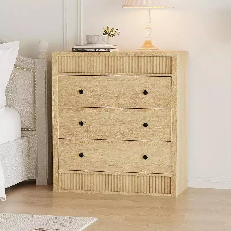 Commode de chambre à 3/5 tiroirs, commode cannelée de 80 cm de large, table de chevet moderne en bois pour couloir, salon