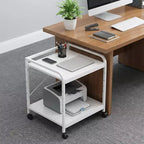 Meuble d'imprimante sous bureau, support d'imprimante à 2 niveaux avec étagère de rangement réglable en hauteur, chariot d'imprimante roulant profond de 20 pouces avec roulettes pour bureau à domicile