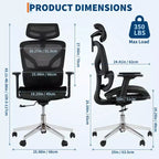 Chaise de bureau ergonomique en maille, soutien lombaire, accoudoirs réglables 4D, réglage de l'inclinaison et de la hauteur, pivotant à 360°, chaise de bureau à domicile, chaise de jeu et d'étude