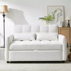MAYEERTY 52.8 Loveseat Sofa Pull-out Sofa Bed Tufted with Adjustable Backrest Two Lumbar Pillows for Living Room Beige