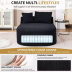 67,5 Pouces Chaise Longue en Velours Côtelé, Siège Large, Fauteuil King avec Assise Profonde et 2 Oreillers, Canapé-Lit Convertible Sans Cadre pour Salon
