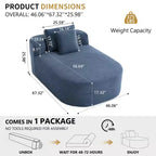 67,5 Pouces Chaise Longue en Velours Côtelé, Siège Large, Fauteuil King avec Assise Profonde et 2 Oreillers, Canapé-Lit Convertible Sans Cadre pour Salon