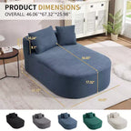 67,5 Pouces Chaise Longue en Velours Côtelé, Siège Large, Fauteuil King avec Assise Profonde et 2 Oreillers, Canapé-Lit Convertible Sans Cadre pour Salon
