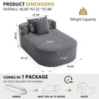 67,5 Pouces Chaise Longue en Velours Côtelé, Siège Large, Fauteuil King avec Assise Profonde et 2 Oreillers, Canapé-Lit Convertible Sans Cadre pour Salon