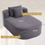 67,5 Pouces Chaise Longue en Velours Côtelé, Siège Large, Fauteuil King avec Assise Profonde et 2 Oreillers, Canapé-Lit Convertible Sans Cadre pour Salon