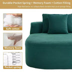67,5 Pouces Chaise Longue en Velours Côtelé, Siège Large, Fauteuil King avec Assise Profonde et 2 Oreillers, Canapé-Lit Convertible Sans Cadre pour Salon