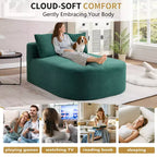 67,5 Pouces Chaise Longue en Velours Côtelé, Siège Large, Fauteuil King avec Assise Profonde et 2 Oreillers, Canapé-Lit Convertible Sans Cadre pour Salon
