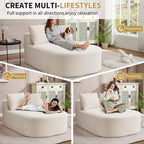 67,5 Pouces Chaise Longue en Velours Côtelé, Siège Large, Fauteuil King avec Assise Profonde et 2 Oreillers, Canapé-Lit Convertible Sans Cadre pour Salon