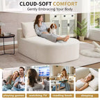 67,5 Pouces Chaise Longue en Velours Côtelé, Siège Large, Fauteuil King avec Assise Profonde et 2 Oreillers, Canapé-Lit Convertible Sans Cadre pour Salon